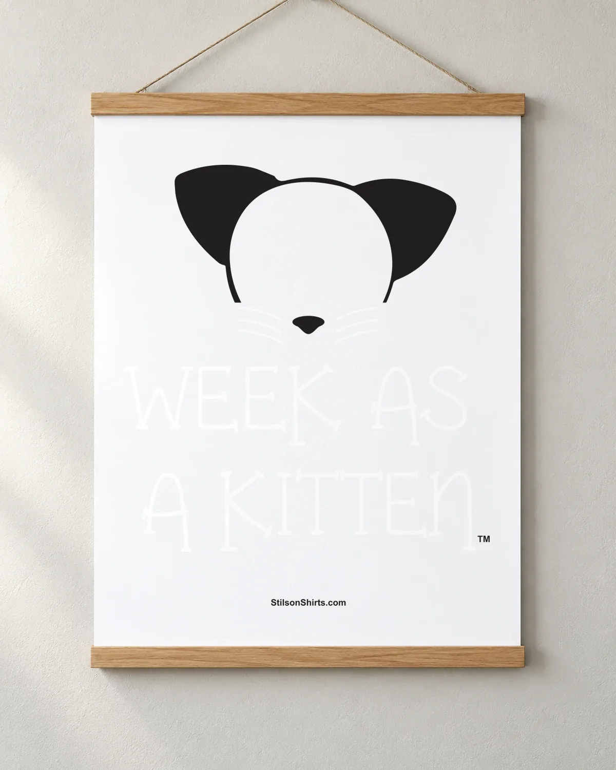 Week as a Kitten tee on a matte poster
