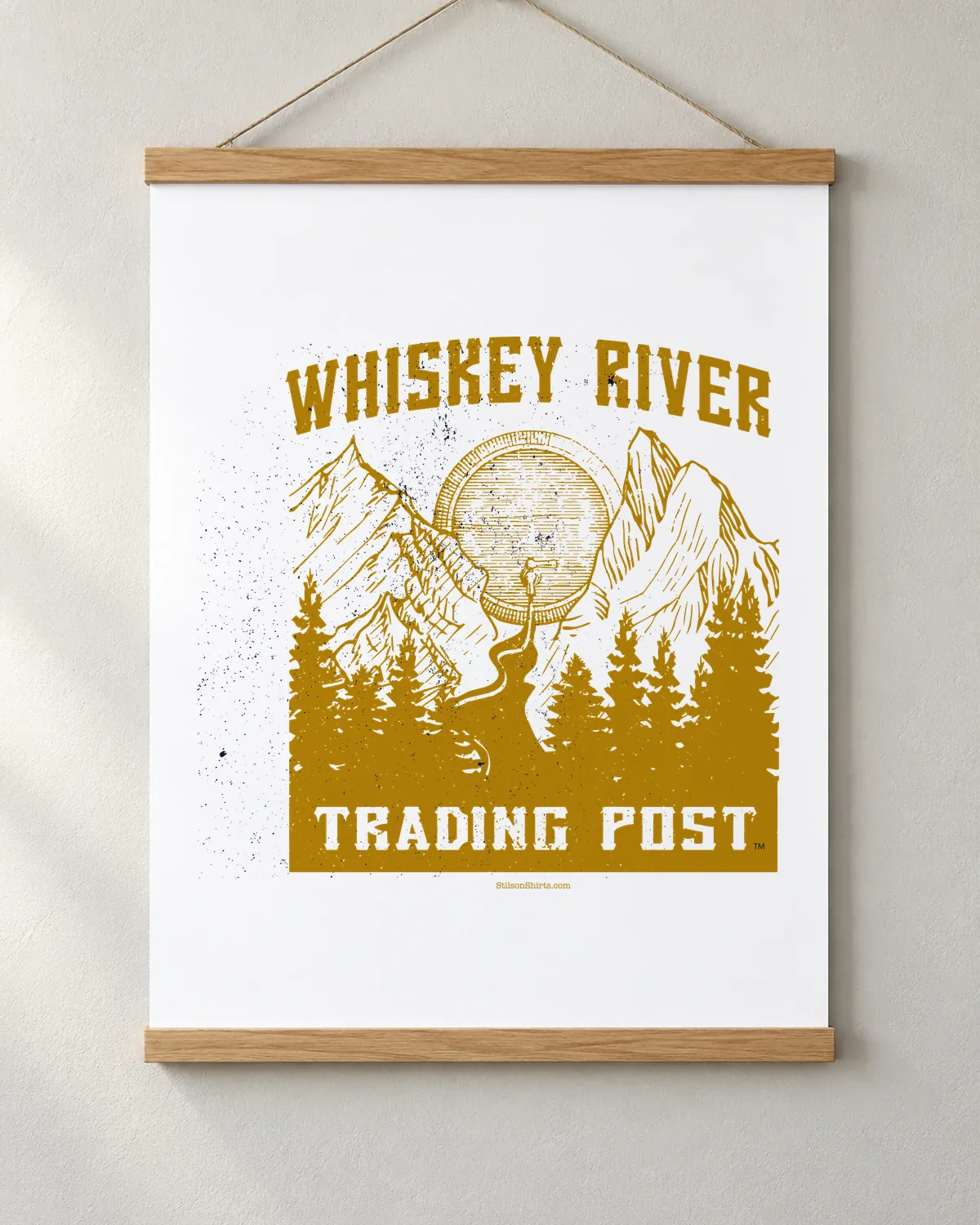 Whiskey River Trading Post tee on a matte poster